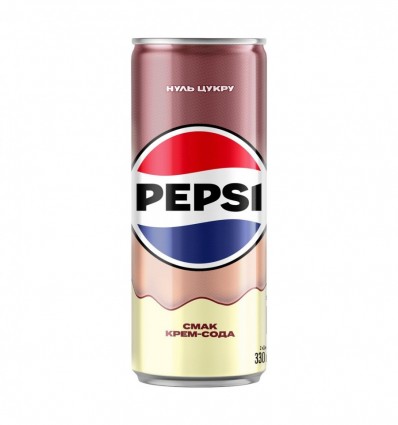 Напій безалкогольний Pepsi Крем-сода сильногазований на ароматизаторах з підсолоджувачами безкалорій