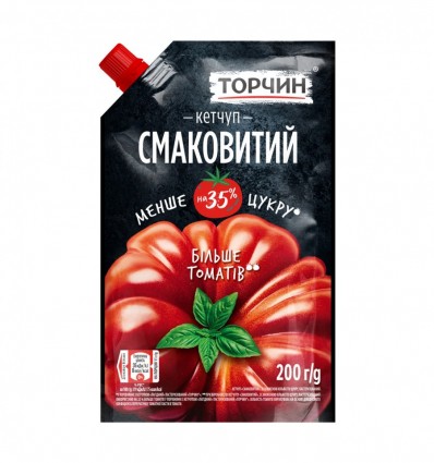 Кетчуп Торчин Смаковитий пастеризований зі зниженою кількістю цукру 200г