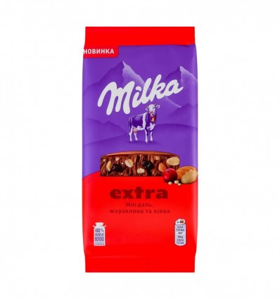 Milka Шоколад Экстра молочный с миндалем, клюквой и кино 18 x 130г