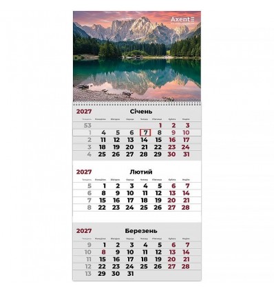 Календар настінний квартальний 2027 р.,1 пр. Mountains 3 , 8801-27-6-A