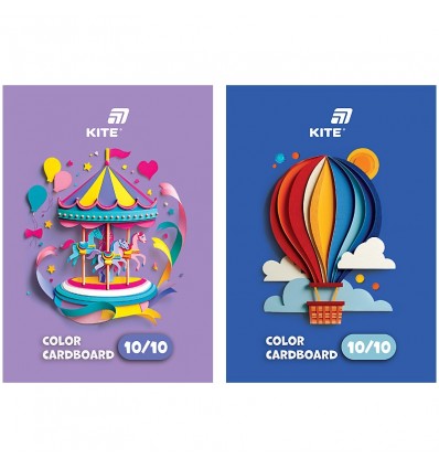 Картон кольоровий одностор. А5 (10арк/ 10кол), слайдер, Kite K26-1257