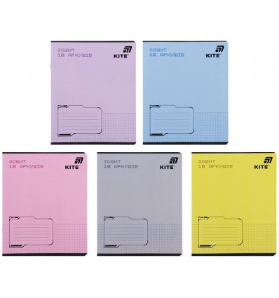 Тетрадь 18 л., клетка, софт тач + УФ лак, Kite One color, K26-236-1