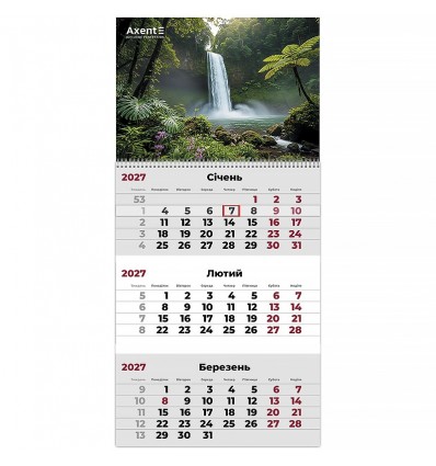 Календарь настенный квартальный 2027 г.,1 пр. Watefalls 2 , 8801-27-11-A