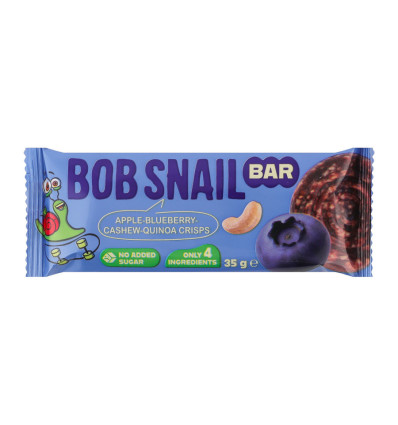 Батончик фруктово-ягідно-горіховий Bob Snail Яблуко-чорниця-кеш'ю-кріспи кіноа 35г
