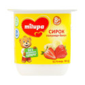 Milupa Сырок Клубника-банан с бифидобактериями с наполнителем для детей от 8-ми месяцев 3.1% 90г