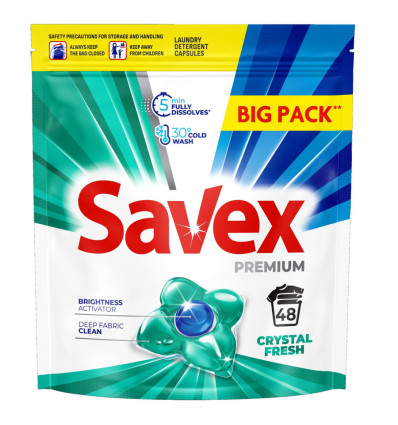 Капсулы Savex Фреш для стирки универсальные 48 штук