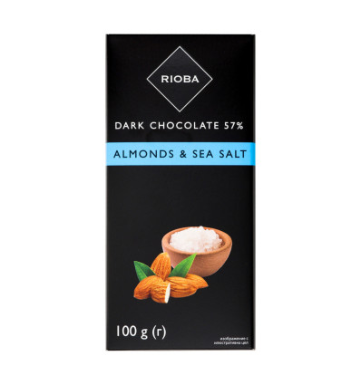 Темний шоколад з мигдалем і морською сіллю TM “Rioba”