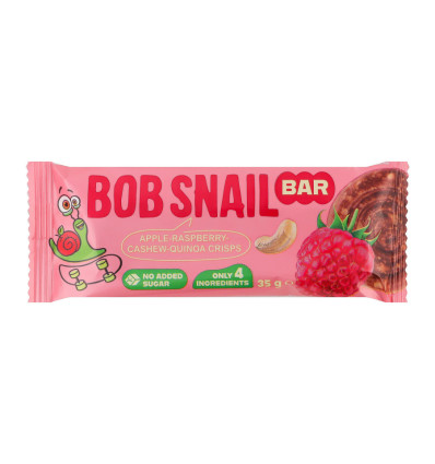 Батончик фруктово-ягідно-горіховий Bob Snail Яблуко-малина-кеш'ю-кріспи кіноа 35г