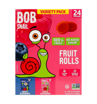 Bob Snail Набор конфет Яблоко-малина и Яблоко-черника фруктовых натуральных 20 х 10г