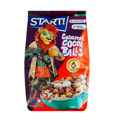 Завтраки сухие Start! Шарики со вкусом карамели и какао зерновые 500г
