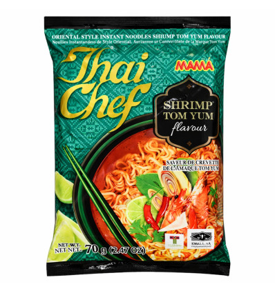 Лапша Тhai chef быстрого приготовления со вкусом креветок и том яму 70г