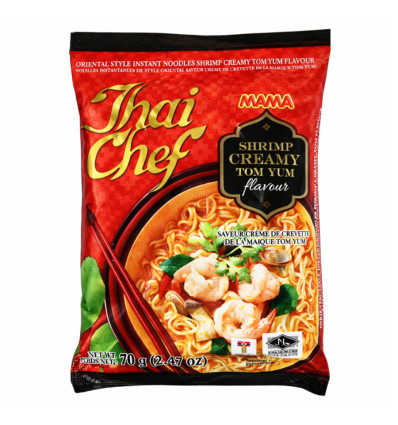 Локшина Тhai chef швидкого приготування зі смаком креветок та вершкового том яму 70г