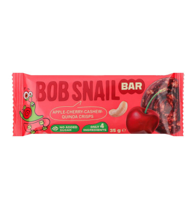 Батончик фруктово-ягідно-горіховий Bob Snail Яблуко-вишня-кеш'ю-кріспи кіноа 35г