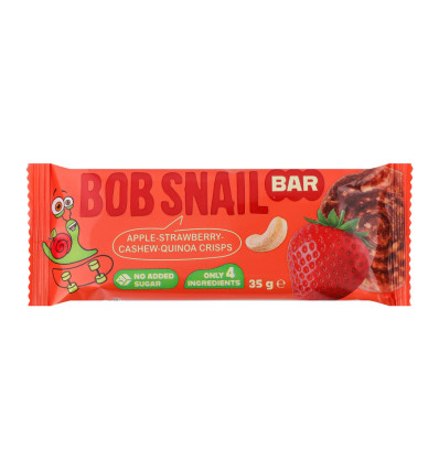 Батончик фруктово-ягідно-горіховий Bob Snail Яблуко-полуниця-кеш'ю-кріспи кіноа 35г