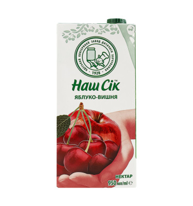 Наш сок Нектар Яблоко-вишня пастеризованный 0.95л