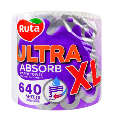 Рушник паперовий Ruta Ultra absorb XL 3-х шаровий 640 відривів 1шт