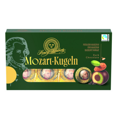 Конфеты Mozart фисташково-марципановые в темном шоколаде 160г