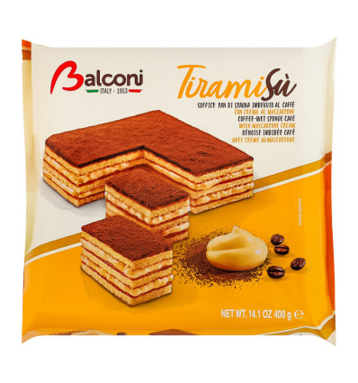 Торт Balconi Tiramisu бисквитный с начинкой со вкусом кофейного ликера и сыра маскарпоне 400г.