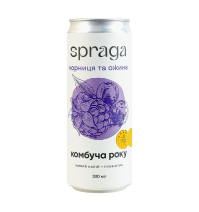 Напій б/а Spraga Комбуча Чорниця та ожина слабогазований непастеризований 330мл