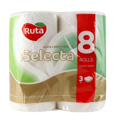 Туалетная бумага Ruta Selecta белая 3 слоя 8 рул
