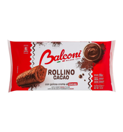 Рулет Balconi Rollino al cacao бисквитный с какао-начинкой и какао-глазурью 6 х 37г