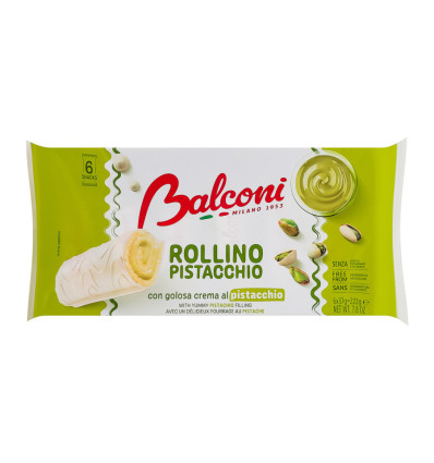 Пирожное Balconi Rollino al pistacchio бисквитное с фисташковой начинкой и молочной глазурью 6 х 37г