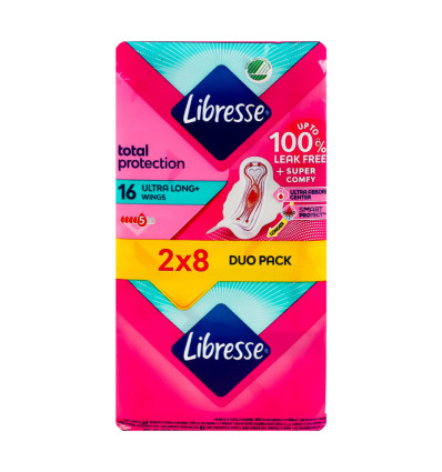 Гигиенические прокладки Libresse Ultra Long+ 2 х 8шт