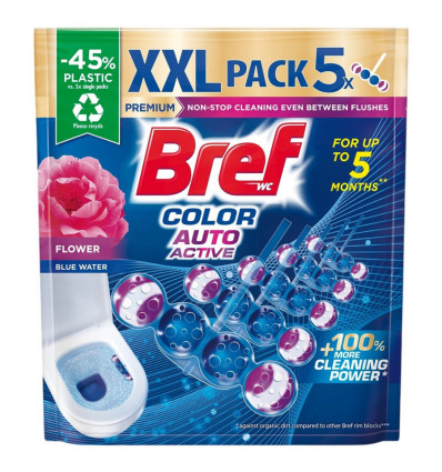 Блок для унітазу Bref Color Aktiv Квіткова свіжість 50г*5шт
