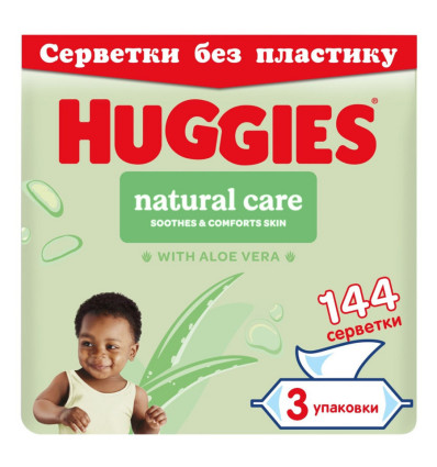 Салфетки Huggies Natural Care Triplo влажные без пластика 144шт