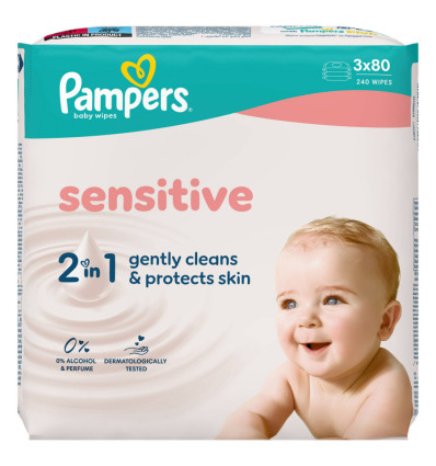 Серветки Pampers Sensitive ПрепакКороб 3x80шт