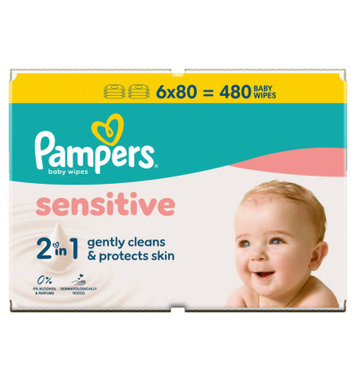 Серветки Pampers Sensitive дитячі вологі 6X80шт