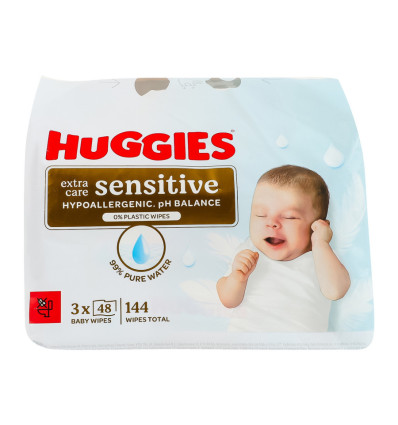 Серветки Huggies Pure ExSens Triplo вологі без пластику 144шт