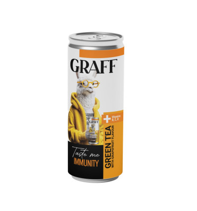 Graff Напиток Зеленый чай со вкусом грейпфрута с витаминами 330мл