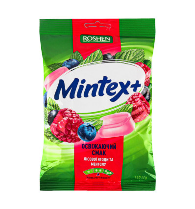 Карамель Mintex+ леденцовая вкус лесных ягод ментола 140г
