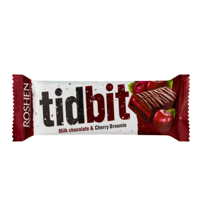 Батончик Tidbit Roshen молочный начинка Вишневый Брауни 50г
