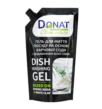 Гель Donat Clean Nature для мытья посуды белая глина 1 л