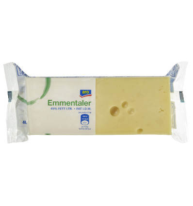 Сир Aro Емменталь твердий 45% 400г