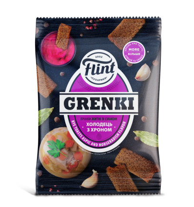 Гренки Flint ржаные со вкусом Холодец с хреном 100г