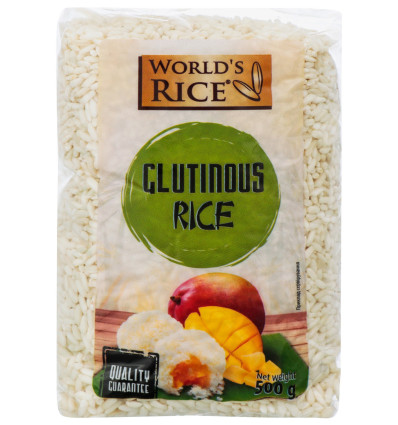 Рис World`s Rice Glutinous длиннозернистый шлифованный 500г