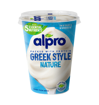 Продукт соевый Alpro Греческий стиль ферментированный с клубникой и малиной 150г