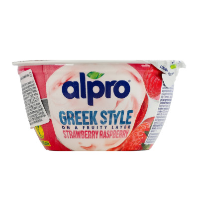 Продукт соєвий Alpro Грецький стиль ферментований з полуницею та малиною 150г