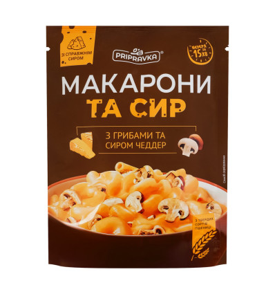 Макароны Pripravka с грибами и сыром Чедер 150г