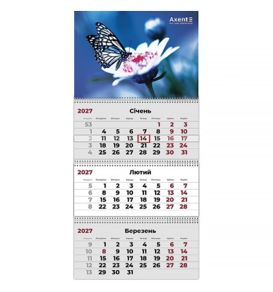Календарь настенный квартальный 2027 г.,3 пр. Butterflies 1 , 8803-27-4-A