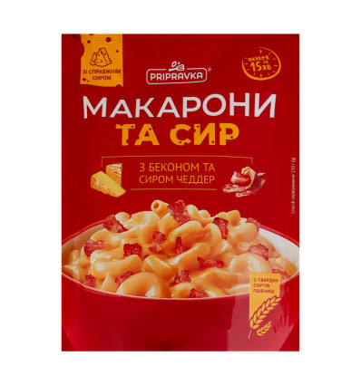 Макароны Pripravka с беконом и сыром 150г
