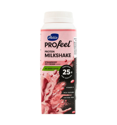 Шейк молочный Valio PROfeel Клубника и мороженое протеиновый без лактозы 0.25л