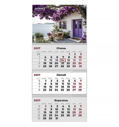 Календарь настенный квартальный 2027 г., 3 пр. Romantic 3 , 8803-27-36-A