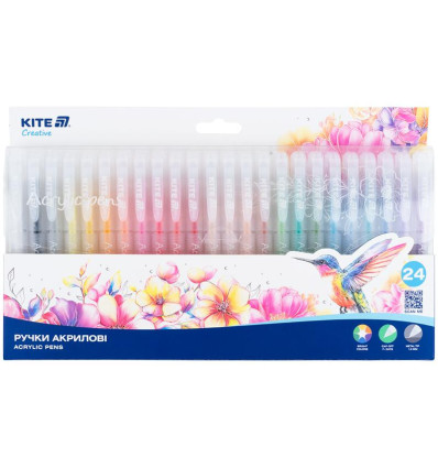 Ручки акриловые, набор 24шт Kite Creative, K-1296