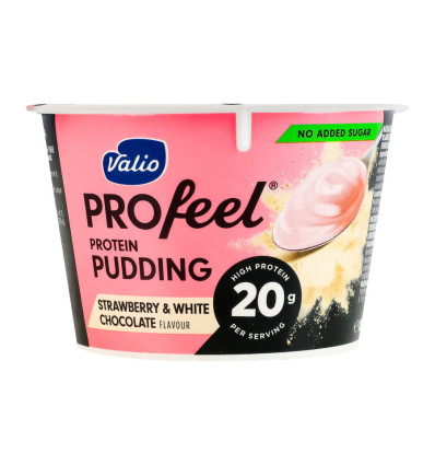 Valio PROfeel Пудинг Клубника и белый протеиновый шоколад без лактозы 180г.
