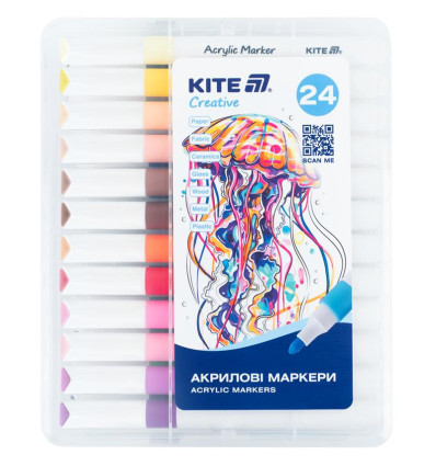 Маркеры акриловые Jumbo, 24шт Kite Creative, K-1291