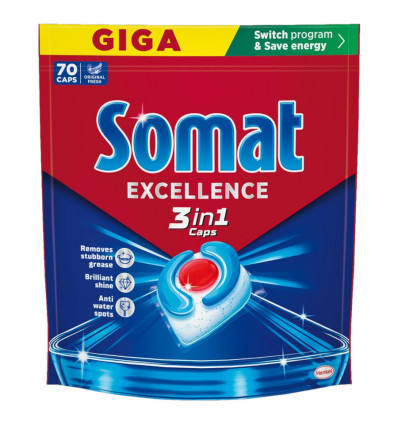 Somat Капсули Екселенс 3 в 1 для посудомийної машини 70шт